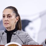 La presidenta de México, Claudia Sheinbaum, habla este viernes durante su conferencia matutina en el Palacio Nacional de la Ciudad de México (México). EFE/Sáshenka Gutiérrez