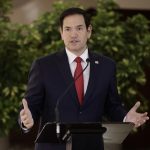 El secretario de Estado de Estados Unidos, Marco Rubio, habla este martes en la Casa Presidencial en San José (Costa Rica). EFE/ Jeffrey Arguedas