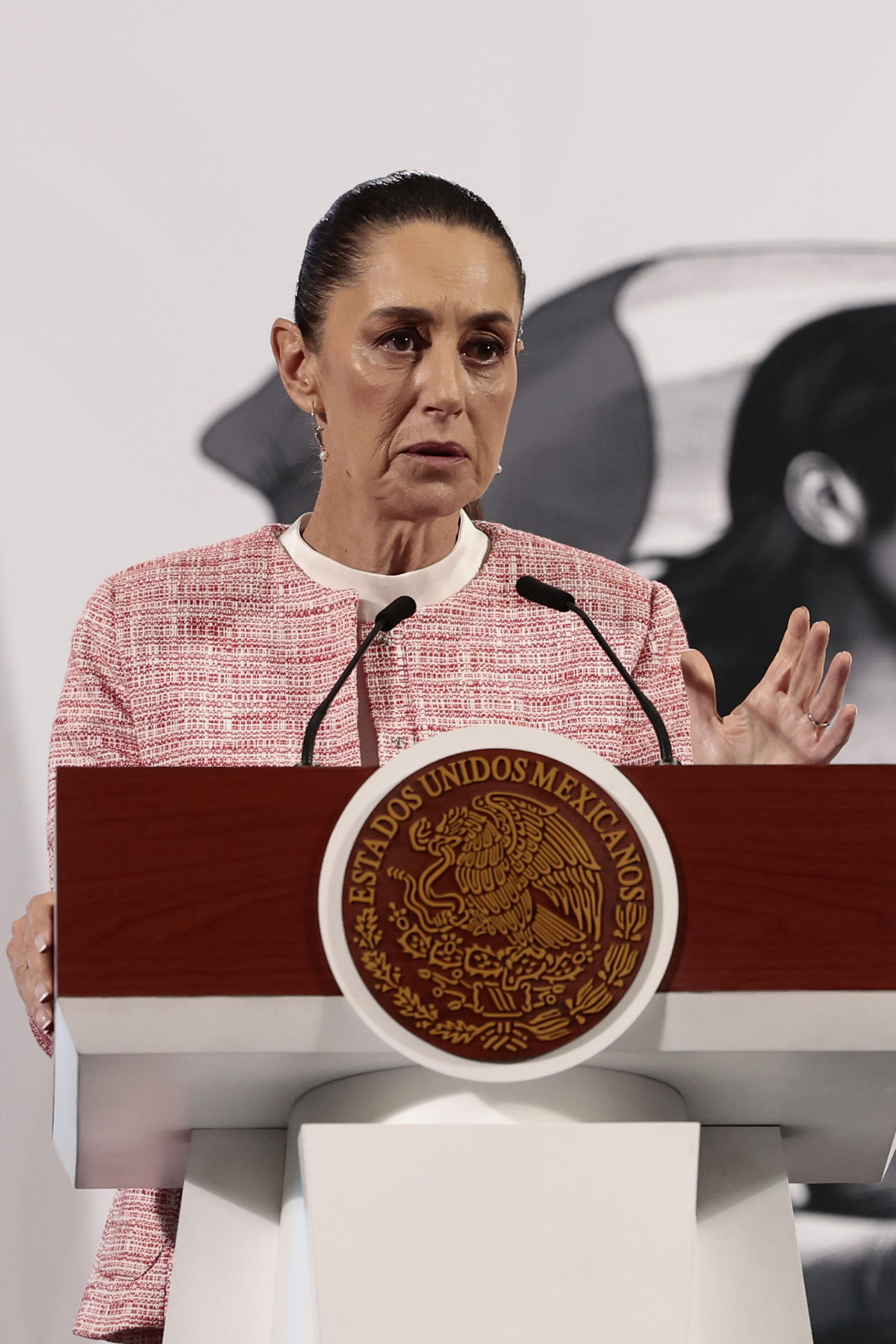 La presidenta de México, Claudia Sheinbaum, participa este martes durante su conferencia de prensa matutina  en Palacio Nacional en la Ciudad de México (México). EFE/José Méndez
