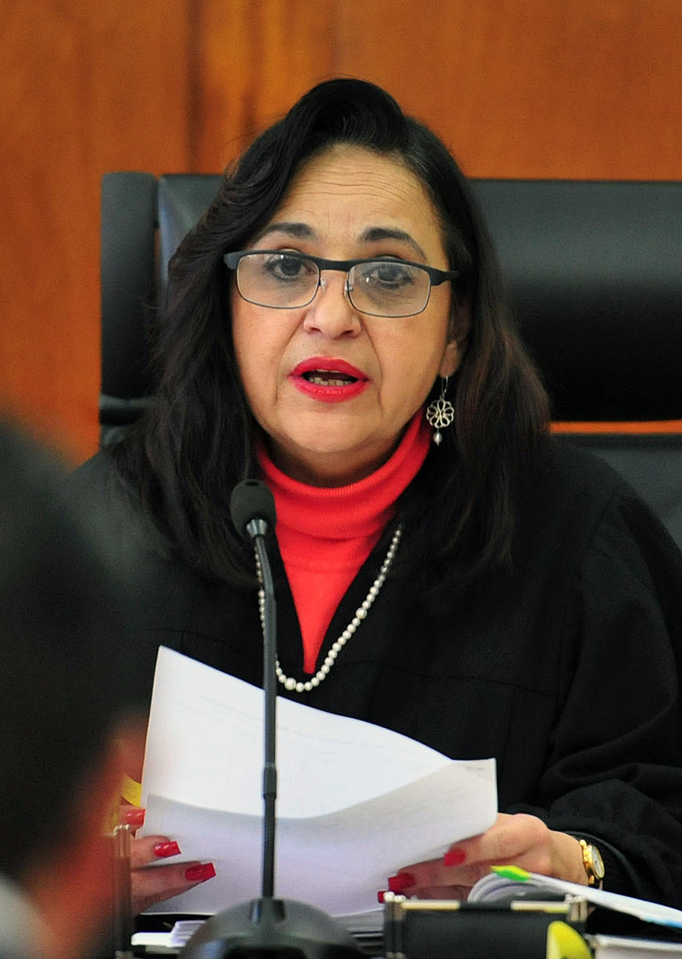 Imagen de archivo de la ministra presidenta del Consejo de la Judicatura Federal (CJF), Norma Lucía Piña Hernández, hablando durante una sesión en Ciudad de México (México). EFE/Mario Guzmán