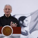 El director general de Petróleos Mexicanos, Víctor Rodríguez, participa este miércoles durante la conferencia de prensa matutina de la presidenta de México, Claudia Sheinbaum, en Palacio Nacional de la Ciudad de México (México). EFE/Mario Guzmán