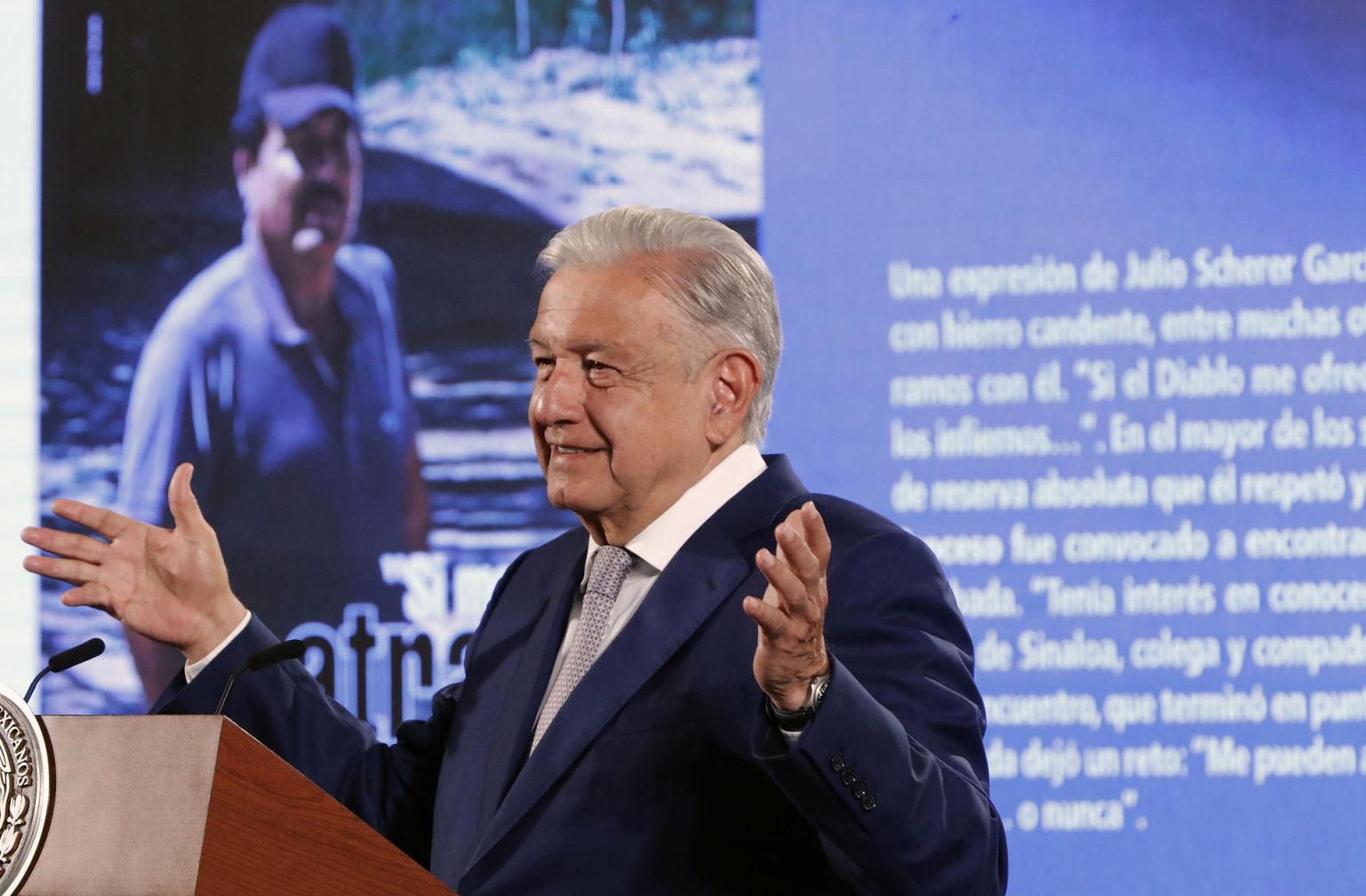 Fotografía de archivo fechada el 6 de agosto de 2024 del expresidente de México, Andrés Manuel López Obrador, durante una rueda de prensa en la Ciudad de México (México). EFE/Mario Guzmán