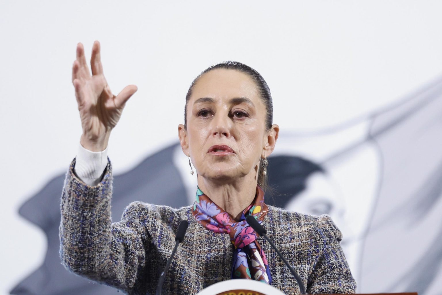 La presidenta de México, Claudia Sheinbaum, habla durante su conferencia de prensa matutina este viernes, en la Ciudad de México (México). EFE/ Sáshenka Gutiérrez