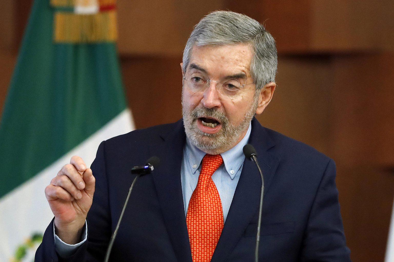 Imagen de archivo del canciller de México, Juan Ramón de la Fuente, hablando durante una rueda de prensa en Ciudad de México (México). EFE/ Mario Guzmán