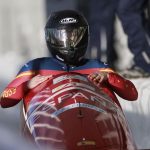 La española Leanna García durante su participación en la prueba del monobob femenino en los Campeonatos del Mundo de Bobsleigh y Skeleton, en Lake Placid (Nueva York, EE. UU) EFE/EPA/CJ GUNTHER