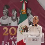 Fotografía cedida este sábado por la presidencia de México, de la mandataria mexicana, Claudia Sheinbaum, durante una gira de trabajo por el estado de Tlaxcala (México). EFE/Presidencia de México/SOLO USO EDITORIAL NO VENTAS/SOLO DISPONIBLE PARA ILUSTRAR LA NOTICIA QUE ACOMAPAÑA(CRÉDITO OBLIGATORIO)