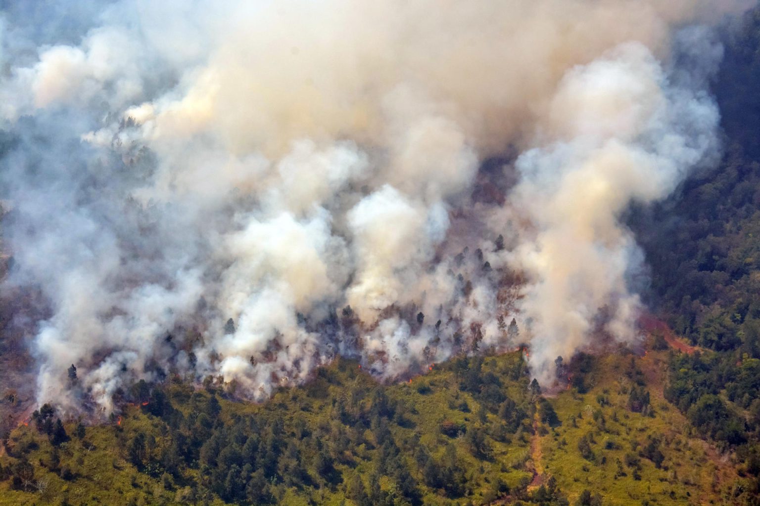 Fotografía aérea que muestra las zonas afectadas por el incendio forestal de grandes proporciones, que afecta a Cuba. Imagen de archivo. EFE/ Juan Pablo Carreras