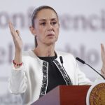 La presidenta de México, Claudia Sheinbaum, habla durante su conferencia matutina en Palacio Nacional de la Ciudad de México (México). EFE/ Isaac Esquivel