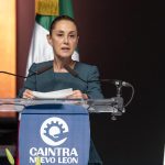 La presidenta de México, Claudia Sheinbaum, habla en la asamblea anual de la Cámara de la Industria de la Transformación de Nuevo León, (CAINTRA), este jueves en la ciudad de Monterrey (México). EFE/ Miguel Sierra